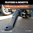 45432 Hitch Ball Mount - Powdercoated Black, Steel, Universal, Sold Individually