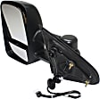 Driver Side Towing Mirror, Power Adjust, Heated, Manual Folding, Textured Black, In-glass Signal Light, No Memory, No Puddle Light, No Auto-Dim, With Blind Spot Glass