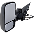 Driver Side Towing Mirror, Power Adjust, Heated, Manual Folding, Textured Black, No Signal Light, No Memory, No Puddle Light, No Auto-Dim, With Blind Spot Glass