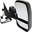 Passenger Side Towing Mirror, Power Adjust, Heated, Manual Folding, Textured Black, In-glass Signal Light, No Memory, No Puddle Light, No Auto-Dim, With Blind Spot Glass