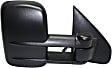 Passenger Side Towing Mirror, Power Adjust, Heated, Manual Folding, Textured Black, In-glass Signal Light, No Memory, No Puddle Light, No Auto-Dim, With Blind Spot Glass