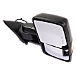 Passenger Side Towing Mirror, Power Adjust, Heated, Manual Folding, Textured Black, In-glass Signal Light, No Memory, No Puddle Light, No Auto-Dim, With Blind Spot Glass