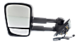 Driver Side Towing Mirror, Power Adjust, Heated, Manual Folding, Textured Black, No Signal Light, No Memory, No Puddle Light, No Auto-Dimming, With Blind Spot Glass