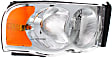 Passenger Side Headlight, with Bulb, Halogen, Clear Lens, with bulb and Wiring Harness for Side Marker Light