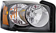 Passenger Side Headlight, with Bulb, Halogen, Clear Lens, Black Interior