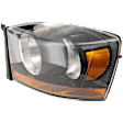 2006-2009 Dodge Ram 2500 - Driver Side Headlight, with Bulb, Halogen, Black Interior