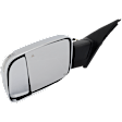 Driver Side Towing Mirror, Power Adjust, Heated, Manual Folding, Chrome, In-housing Signal Light, With Memory, With Puddle Light, No Auto-Dim, With Blind Spot Detection in Glass