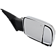 Passenger Side Towing Mirror, Power Adjust, Heated, Manual Folding, Chrome, In-housing Signal Light, With Memory, With Puddle Light, No Auto-Dim, With Blind Spot Detection in Glass