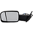 Driver Side Towing Mirror, Power Adjust, Heated, Manual Folding, Textured Black, In-housing Signal Light, With Memory, With Puddle Light, No Auto-Dim, With Blind Spot Glass