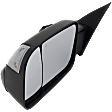 Driver Side Towing Mirror, Power Adjust, Heated, Manual Folding, Textured Black, In-housing Signal Light, With Memory, With Puddle Light, No Auto-Dim, With Blind Spot Detection in Glass