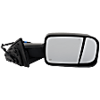 Passenger Side Towing Mirror, Power Adjust, Heated, Manual Folding, Textured Black, In-housing Signal Light, With Memory, With Puddle Light, No Auto-Dim, With Blind Spot Detection in Glass
