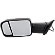 Driver Side Towing Mirror, Power Adjust, Heated, Power Folding, Textured Black, In-housing Signal Light, No Memory, With Puddle Light, No Auto-Dim, With Blind Spot Detection in Glass