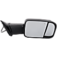 Passenger Side Towing Mirror, Power Adjust, Heated, Power Folding, Textured Black, In-housing Signal Light, No Memory, With Puddle Light, No Auto-Dim, With Blind Spot Detection in Glass