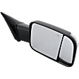 Passenger Side Towing Mirror, Power Adjust, Heated, Power Folding, Textured Black, In-housing Signal Light, No Memory, With Puddle Light, No Auto-Dim, With Blind Spot Detection in Glass