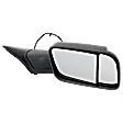 Passenger Side Towing Mirror, Power Adjust, Heated, Manual Folding, Textured Black, In-housing Signal Light, No Memory, With Puddle Light, No Auto-Dim, No Blind Spot Feature