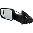 Driver Side Towing Mirror, Power Adjust, Heated, Manual Folding, Textured Black, In-housing Signal Light, No Memory, With Puddle Light, No Auto-Dim, With Blind Spot Detection in Glass