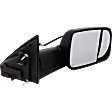 Passenger Side Towing Mirror, Power Adjust, Heated, Manual Folding, Textured Black, In-housing Signal Light, No Memory, With Puddle Light, No Auto-Dim, With Blind Spot Detection in Glass
