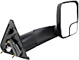 Passenger Side Towing Mirror, Power, Manual Folding, Heated, Textured Black, No Signal Light, No Memory, No Puddle Light, No Auto-Dimming, With Blind Spot Glass