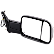 Passenger Side Towing Mirror, Power Adjust, Heated, Manual Folding, Textured Black, In-housing Signal Light, No Memory, With Puddle Light, No Auto-Dimming, No Blind Spot Feature