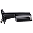 Passenger Side Towing Mirror, Power Adjust, Heated, Manual Folding, Textured Black, In-housing Signal Light, Without Memory Recall, With Puddle Light, No Auto-Dimming, No Blind Spot Feature
