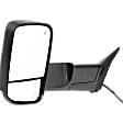 Driver Side Towing Mirror, Power, Heated, Manual Folding, Textured Black, In-housing Signal Light, No Memory, With Puddle Light, With Blind Spot Glass, With Outside Air Temperature Sensor