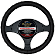 3301BK Comfort Grip Racing Grip Steering Wheel Cover - Black, Leatherette Vinyl, Universal 13.5-14.5 in., Slip-On, Sold individually