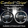 3301BK Comfort Grip Racing Grip Steering Wheel Cover - Black, Leatherette Vinyl, Universal 13.5-14.5 in., Slip-On, Sold individually