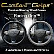 3301GY Comfort Grips Racing Grip Steering Wheel Cover - Gray, Leatherette Vinyl, Universal 13.5-14.4 in., Slip-On, Sold individually