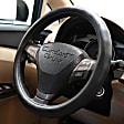 3302BK Comfort Grip Racing Grip Steering Wheel Cover - Black, Leatherette Vinyl, Universal 14.5-15.5 in., Slip-On, Sold individually