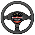 3303GY Comfort Grip Racing Grip Steering Wheel Cover - Gray, Leatherette Vinyl, Universal 15.5-16.5 in., Slip-On, Sold individually