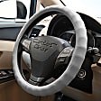 3303GY Comfort Grip Racing Grip Steering Wheel Cover - Gray, Leatherette Vinyl, Universal 15.5-16.5 in., Slip-On, Sold individually
