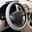 3303GY Comfort Grip Racing Grip Steering Wheel Cover - Gray, Leatherette Vinyl, Universal 15.5-16.5 in., Slip-On, Sold individually