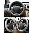 3303GY Comfort Grip Racing Grip Steering Wheel Cover - Gray, Leatherette Vinyl, Universal 15.5-16.5 in., Slip-On, Sold individually
