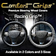 3303GY Comfort Grip Racing Grip Steering Wheel Cover - Gray, Leatherette Vinyl, Universal 15.5-16.5 in., Slip-On, Sold individually