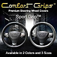 3362BK Comfort Grip Sport Grip Steering Wheel Cover - Black, Leatherette, Universal 14.5-15.5 in., Slip-On, Sold individually