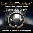 3391BK Comfort Grip Multi Grip Superflauge Steering Wheel Cover - Camouflage, Microfiber and memory foam with Leather-like accents, Universal 13.5-14.4 in., Slip-On, Sold individually