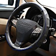 3401BL Comfort Grips Contourz Pro Grip Steering Wheel Cover - Black and Blue, Genuine Leather, Universal 13.5-14.4 in., Slip-On, Sold individually