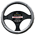3401GY Comfort Grips Contourz Pro Grip Steering Wheel Cover - Gray and white, Genuine Leather, Universal 13.5-14.4 in., Slip-On, Sold individually