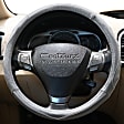 3401GY Comfort Grips Contourz Pro Grip Steering Wheel Cover - Gray and white, Genuine Leather, Universal 13.5-14.4 in., Slip-On, Sold individually
