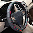 3402BK Comfort Grips Contourz Pro Grip Steering Wheel Cover - Black/Red, Genuine Leather, Universal 14.5-15.4 in., Slip-On, Sold individually