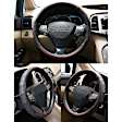 3402BK Comfort Grips Contourz Pro Grip Steering Wheel Cover - Black/Red, Genuine Leather, Universal 14.5-15.4 in., Slip-On, Sold individually