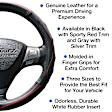 3402BK Comfort Grips Contourz Pro Grip Steering Wheel Cover - Black/Red, Genuine Leather, Universal 14.5-15.4 in., Slip-On, Sold individually
