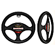 3411BK Comfort Grips Carbon Smooth Steering Wheel Cover - Black, Leatherette Vinyl, Universal 13.5-14.4 in., Slip-On, Sold individually