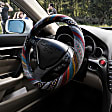 3451BK Comfort Grips Boho Steering Wheel Cover - Boho-patterned, Woven fabric, Universal 13.5-14.5 in., Slip-On, Sold individually