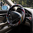 3452BK Comfort Grips Boho Steering Wheel Cover - Boho-patterned, Woven fabric, Universal 14.5-15.5 in., Slip-On, Sold individually