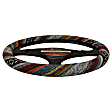 3453BK Comfort Grips Boho Steering Wheel Cover - Boho-patterned, Woven fabric, Universal 15.5-16 in., Slip-On, Sold individually