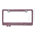LF06 License Plate Frame - Pink and Silver Crystals, Stainless Steel, Universal, Sold Individually