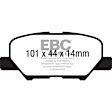2014 Mazda 3 - Rear Aramid Fiber Brake Pad Set, 2.5L 4Cyl, FMSI Pad No. D1679, Mexico Manufactured, Greenstuff 2000 Aramid Fiber Sport