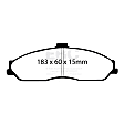 2005 Pontiac GTO - Front Aramid Fiber Brake Pad Set, FMSI Pad No. D731; Vented; 5 Bolt Holes; 320mm Dia.; 83mm Height; 32mm Thick; 71.4mm Center Hole Dia., Yellowstuff Street and Track