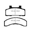 1986 Cadillac DeVille - Front Aramid Fiber Brake Pad Set, FMSI Pad No. D215; Vented; 5 Bolt Holes; 260mm Dia.; 51mm Height; 26mm Thick; 70.6mm Center Hole Dia., Yellowstuff Street and Track